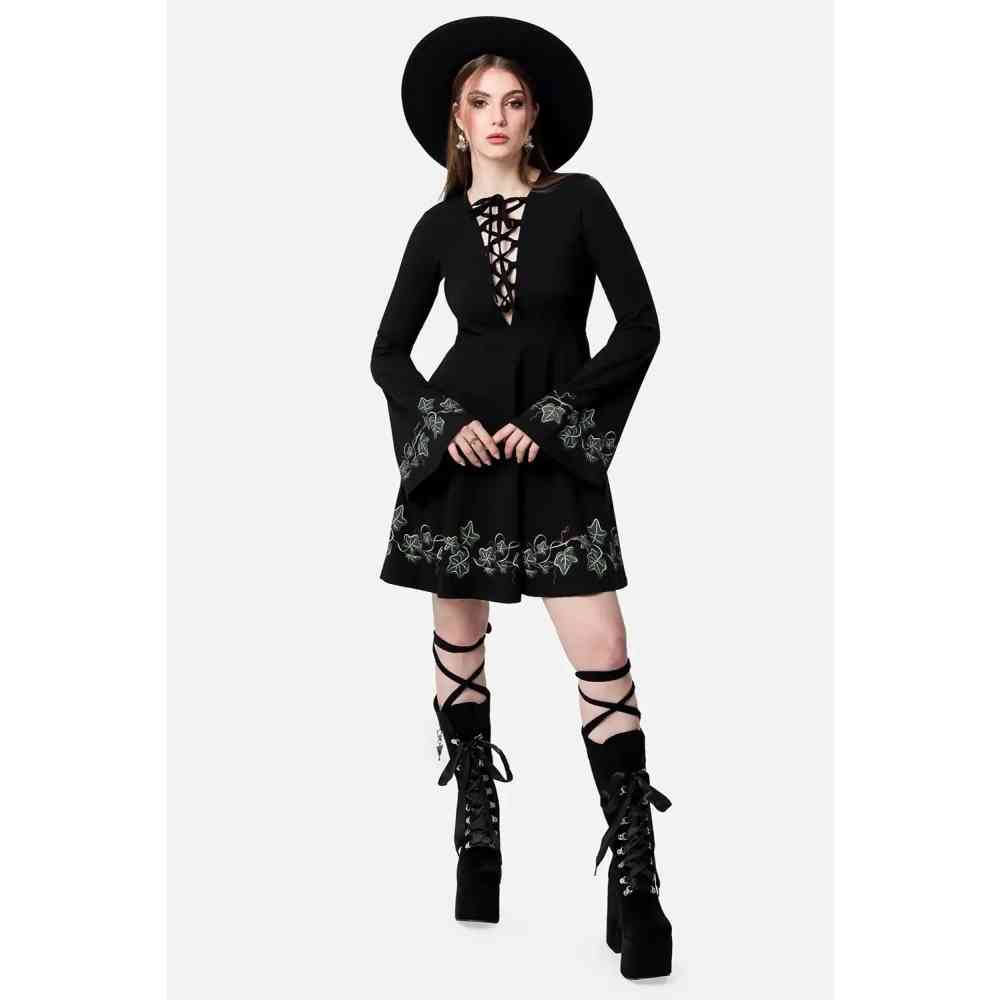 Restyle - Tangled Vines Mini robe - Noir